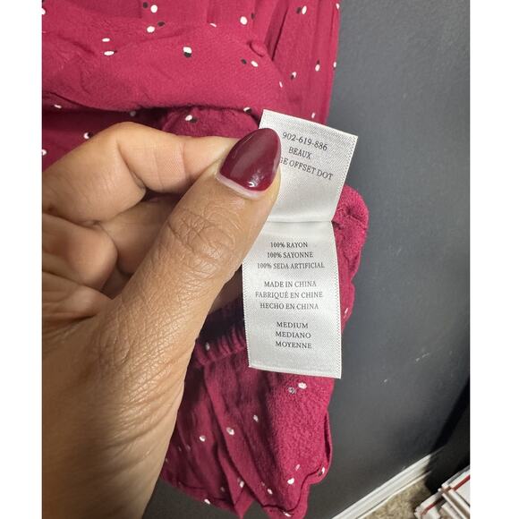 Rails Women's Beaux Rouge Offset Dot Long Sleeve Peplum Top Size Medium - Picture 6 of 9